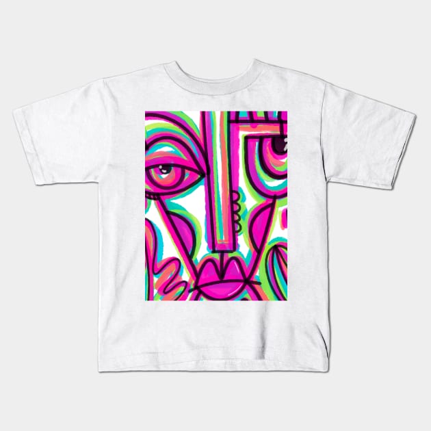 NEON FACE Kids T-Shirt by AS.PAINTINGS